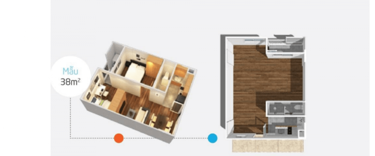 Thiết kế căn hộ 38m2                                                                                